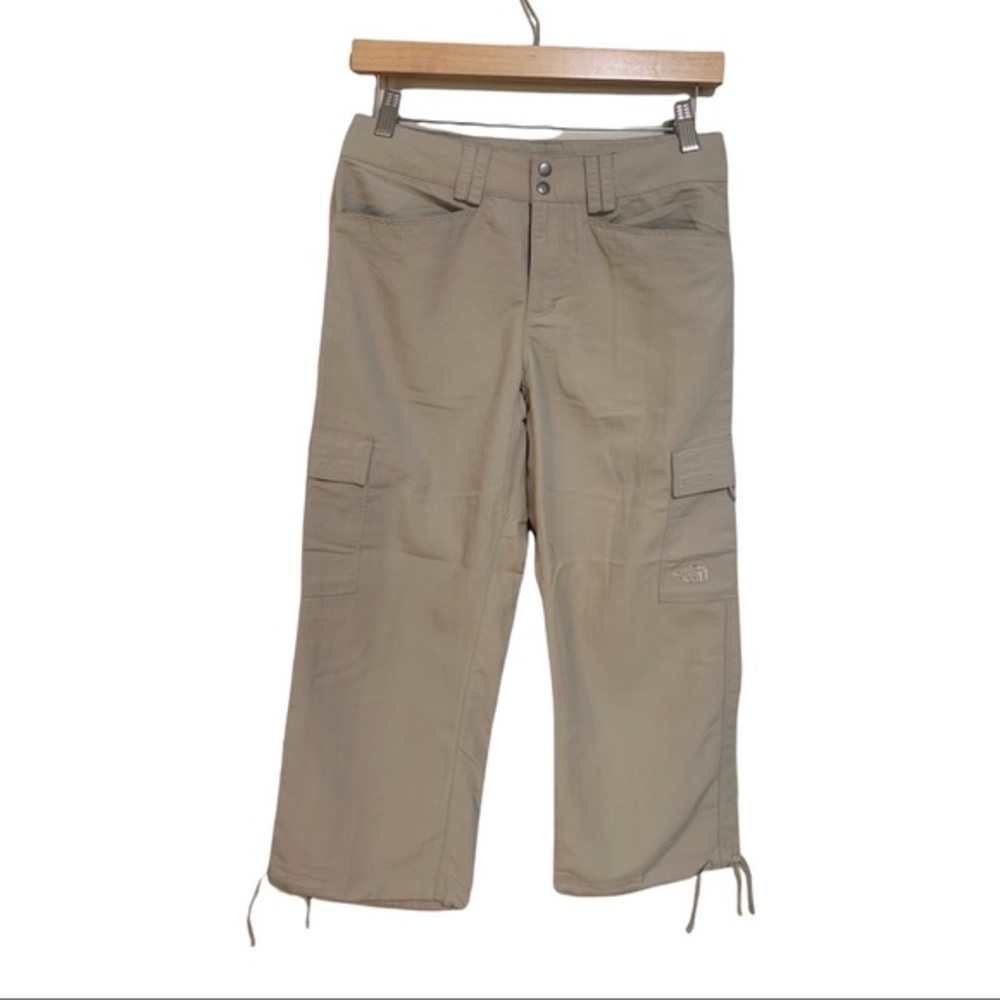 NORTH FACE Pants Zip Front cargo Drawstring Hem Lt Tan Sz 2 Nylon Fast Dry